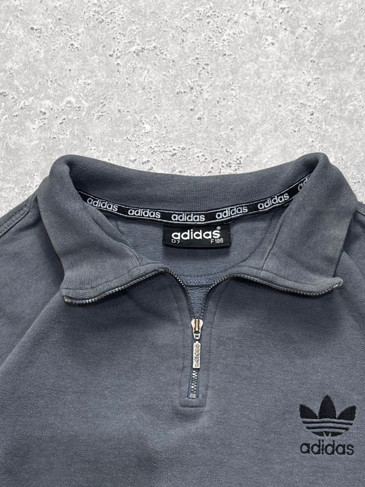 Vintage 90s Adidas Embroidered Quarter Zip Sweater (L)