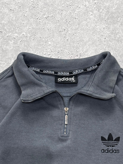 Vintage 90s Adidas Embroidered Quarter Zip Sweater (L)
