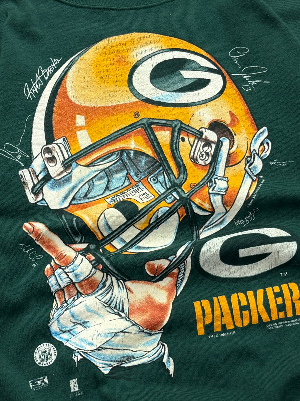 Vintage 90s Greenbay Packers NFL Helmet Sweater (L)