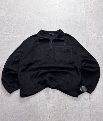 Vintage 90s Polo Ralph Lauren Fleece Quarter Zip Sweater (L)