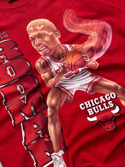 Vintage 90s Dennis Rodman X Chicago Bulls Caricature NBA Tee (L)