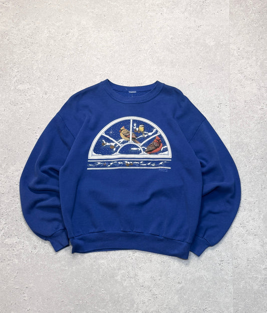 Vintage 90s Birds Graphic Nature Sweater (L)
