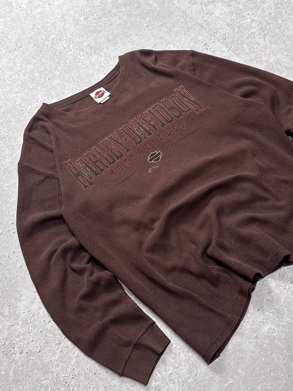 Vintage 2000s Harley Davidson Waffle Long Sleeve Tee (XL)