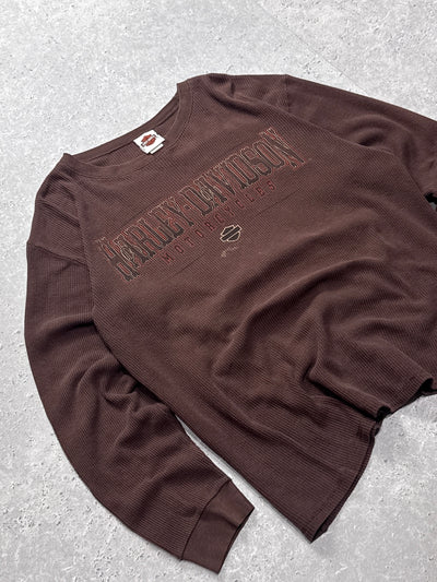 Vintage 2000s Harley Davidson Waffle Long Sleeve Tee (XL)