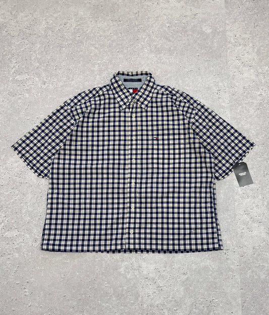 Vintage 90s Tommy Hilfiger Cropped Button Up Shirt (L)