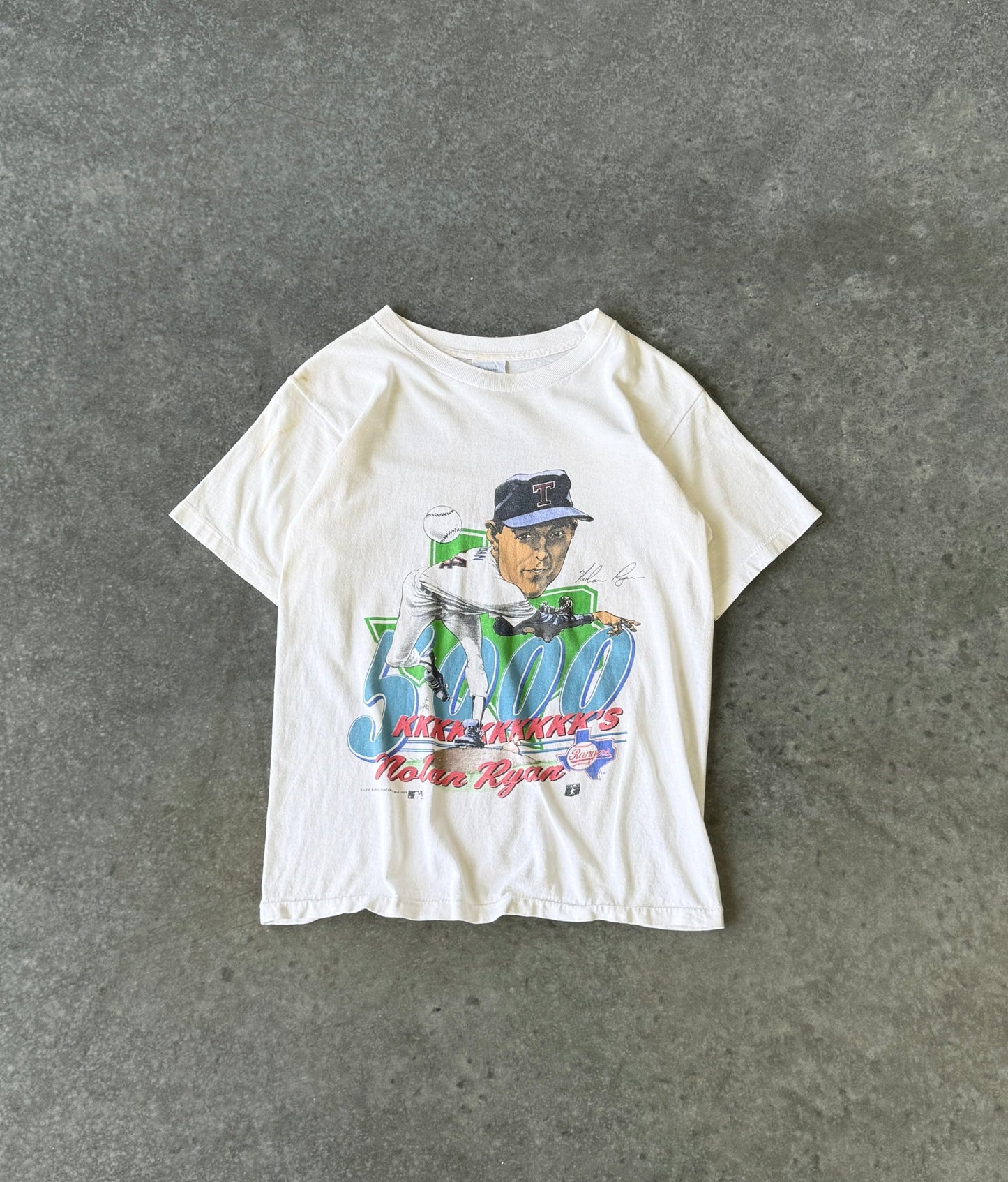 Vintage 89' Texas Rangers Player Caricature Baby Tee (XL)