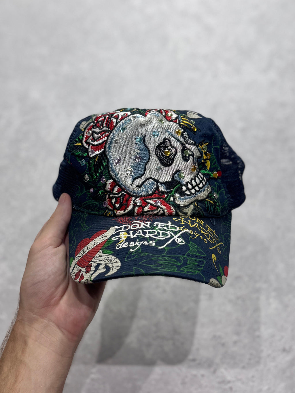 Vintage Y2K Ed Hardy Skull Diamanti Cap