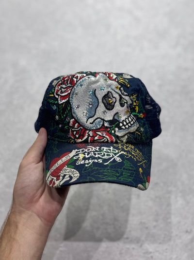 Vintage Y2K Ed Hardy Skull Diamanti Cap