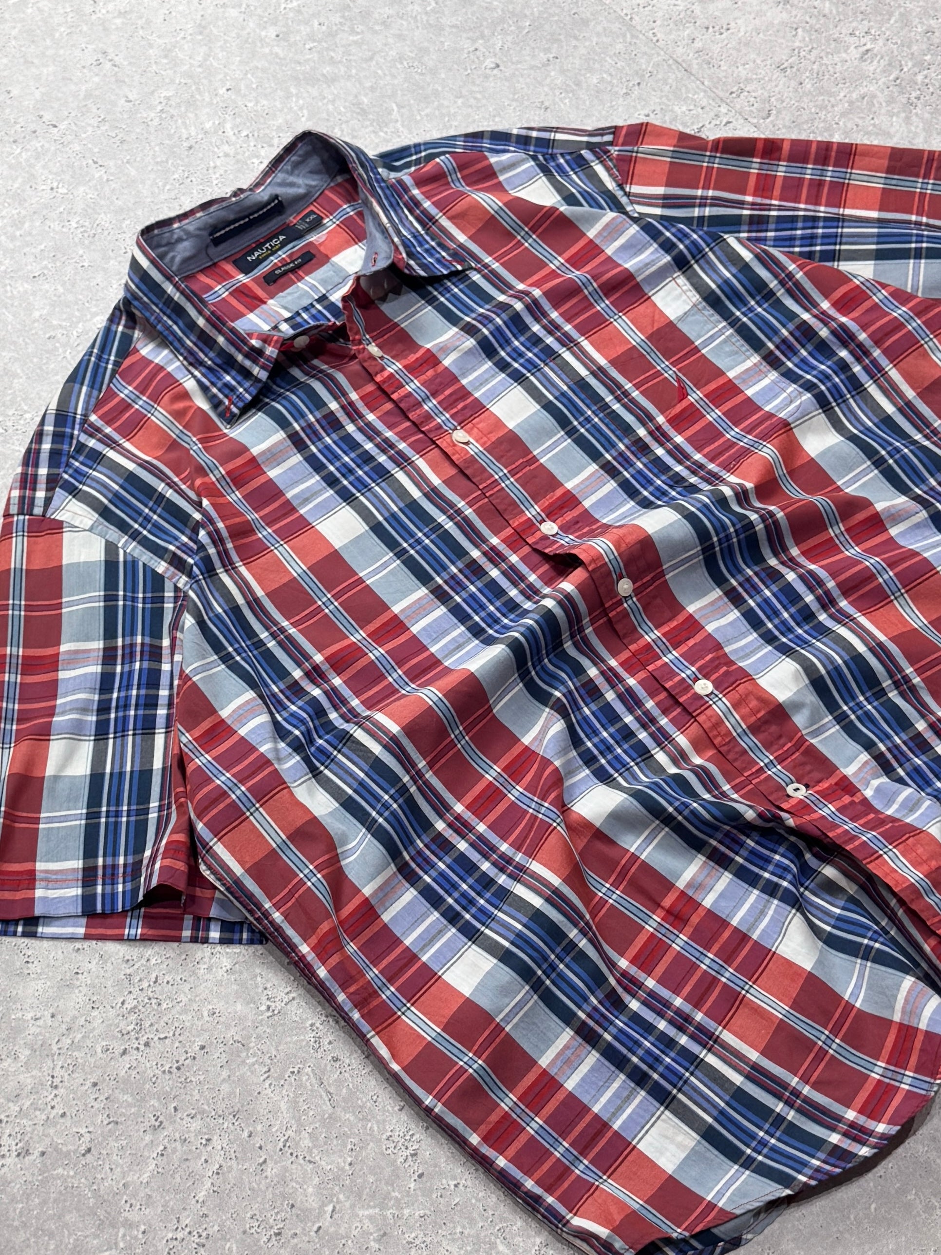Vintage 2000s Nautica Plaid Button Up Shirt (2XL)