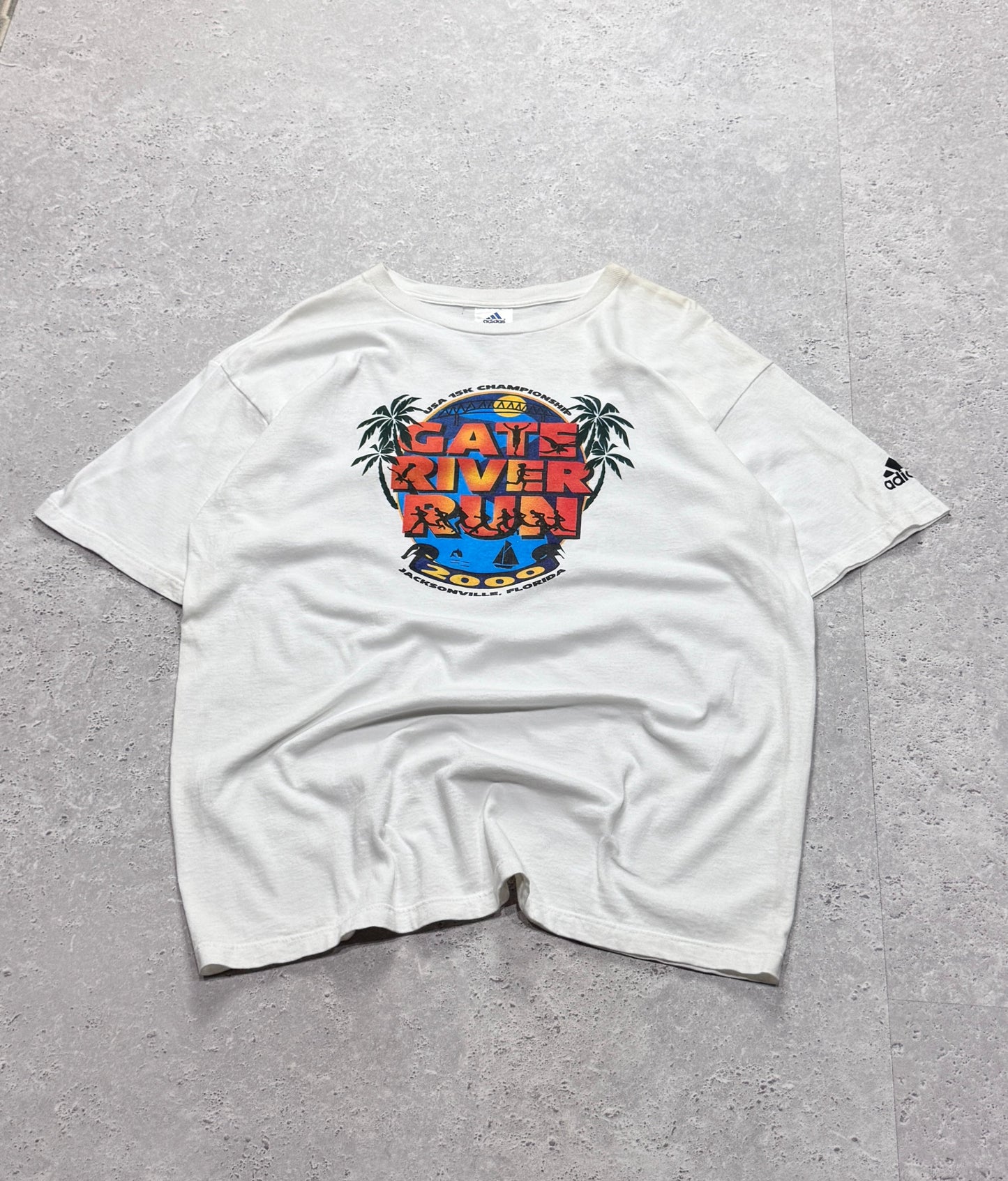 Vintage 2000s Adidas Gate River Run Marathon Tee (XL)