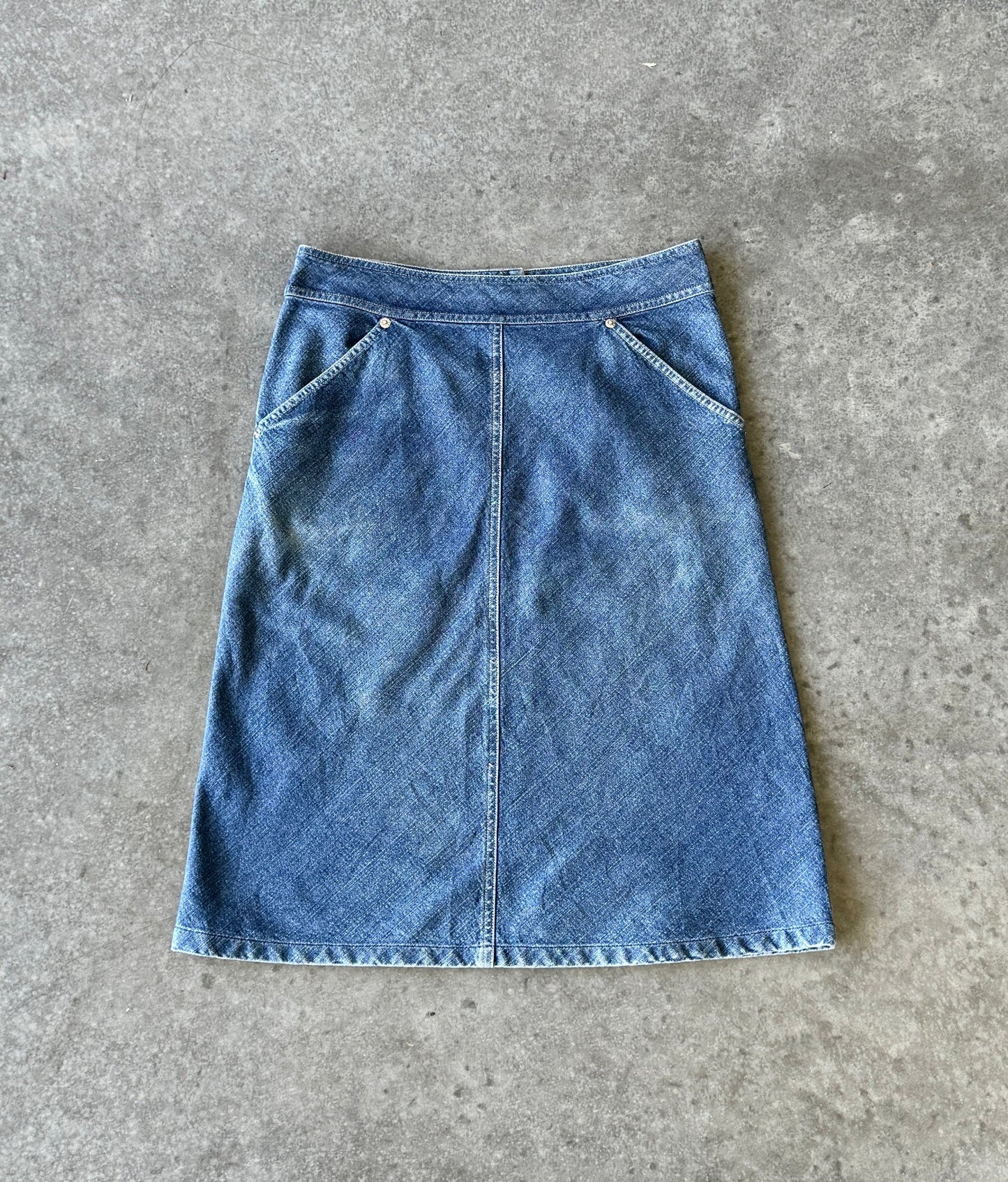 Vintage Denim Midi Skirt (L)