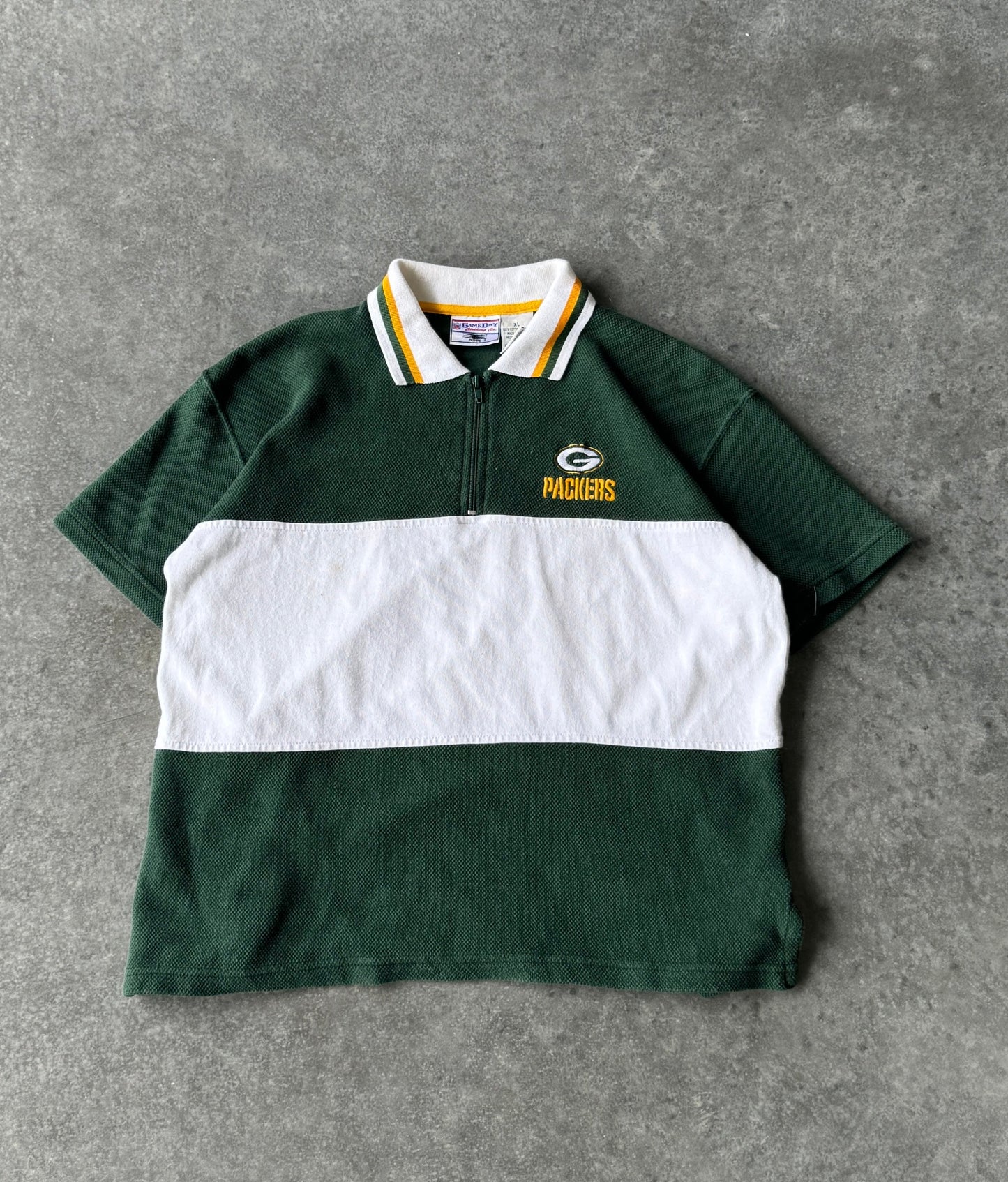 Vintage 90s Greenbay Packers Quarter Zip Polo Shirt (L)