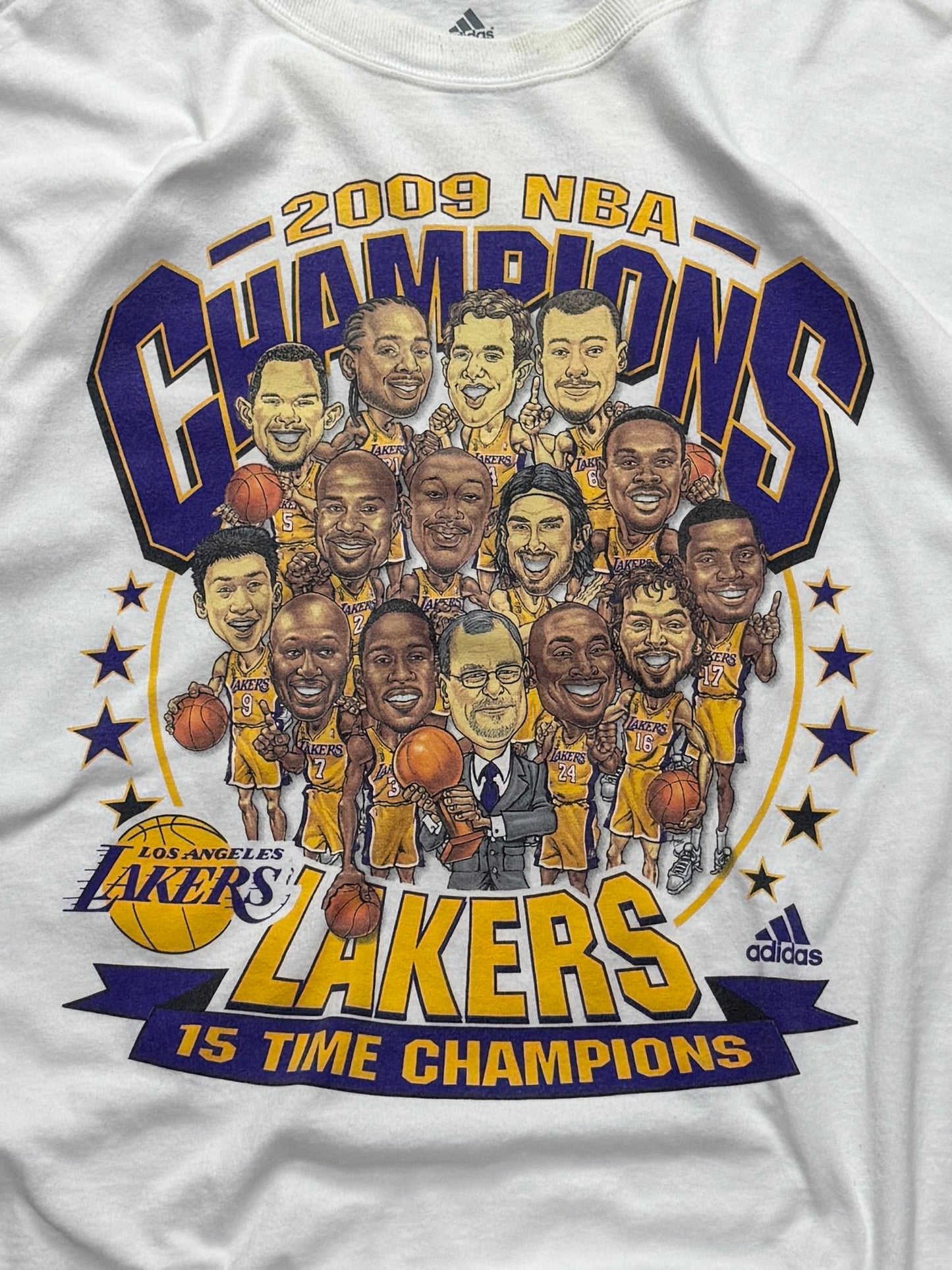 Vintage 2009 LA Lakers NBA Champions Caricature Tee (2XL)