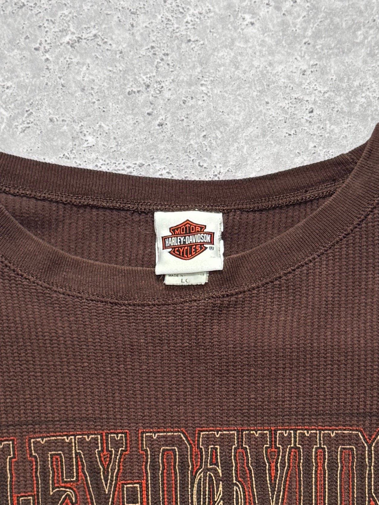 Vintage 2000s Harley Davidson Waffle Long Sleeve Tee (XL)