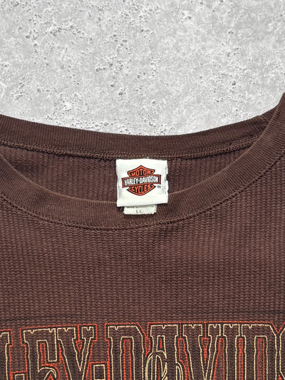 Vintage 2000s Harley Davidson Waffle Long Sleeve Tee (XL)
