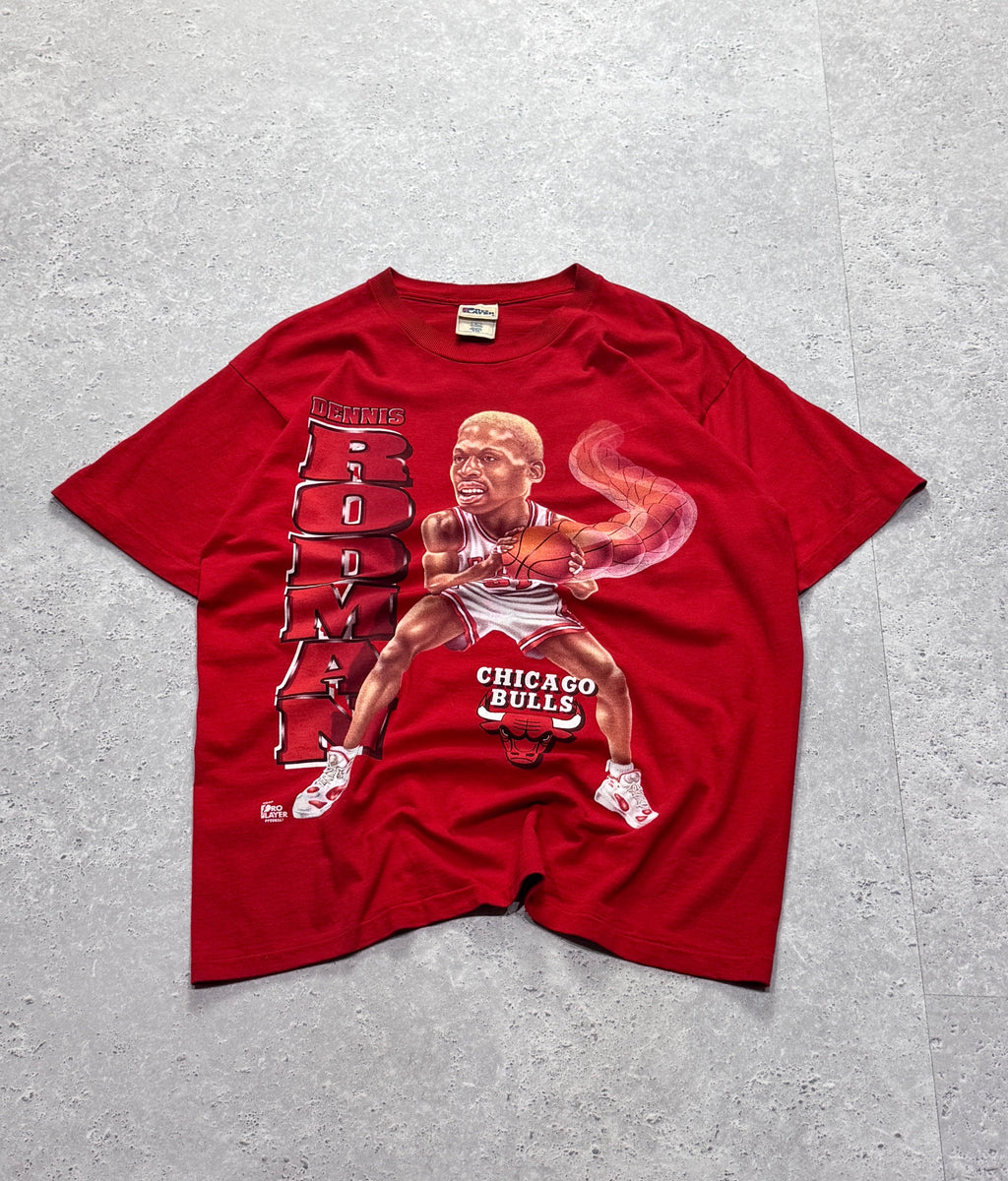 Vintage 90s Dennis Rodman X Chicago Bulls Caricature NBA Tee (L)