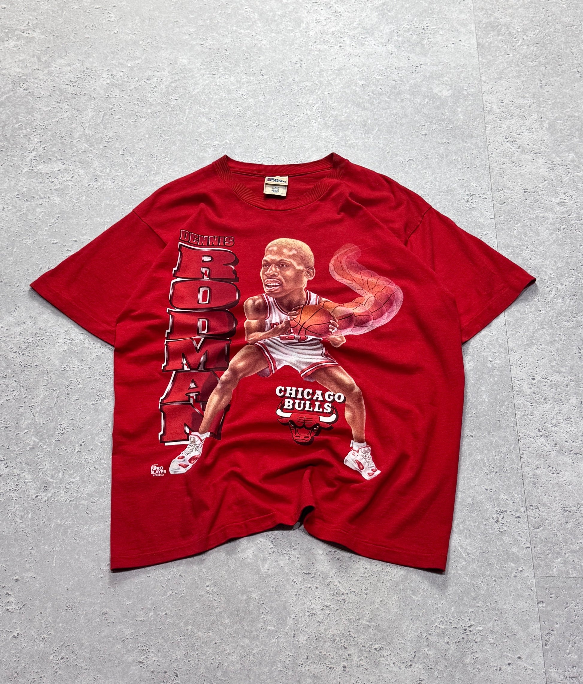Vintage 90s Dennis Rodman X Chicago Bulls Caricature NBA Tee (L)