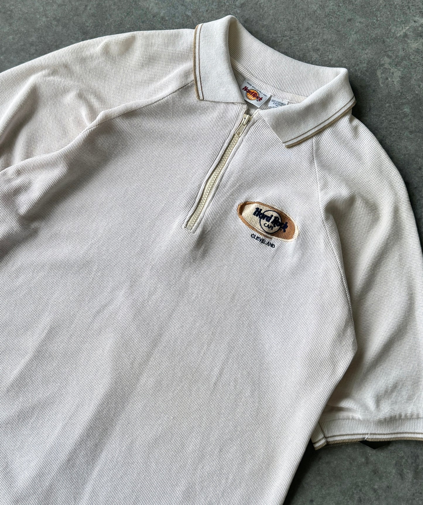 Vintage Hard Rock Quarter Zip Polo Shirt (L)