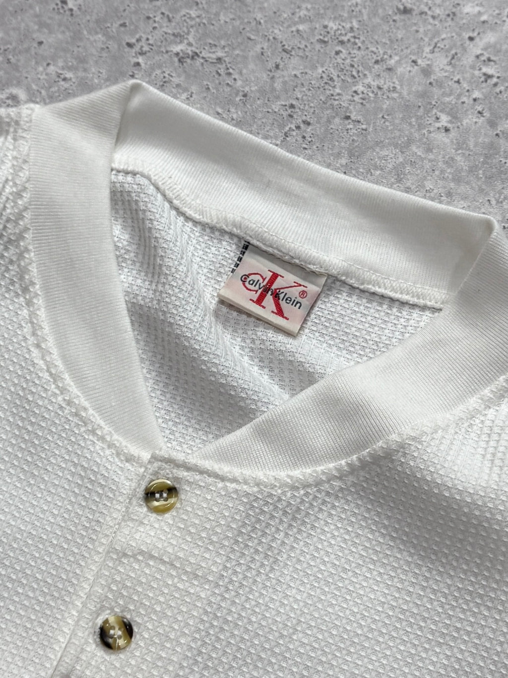 Vintage 90s Calvin Klein Waffle Henley Tee (XL)