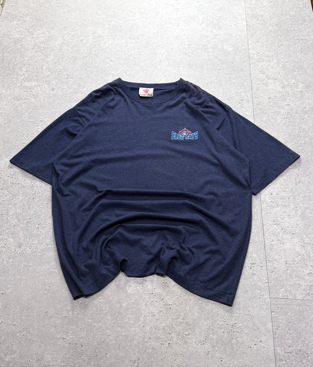 Vintage 90s Toronto Blue Jays Striped MLB Tee (XXL)