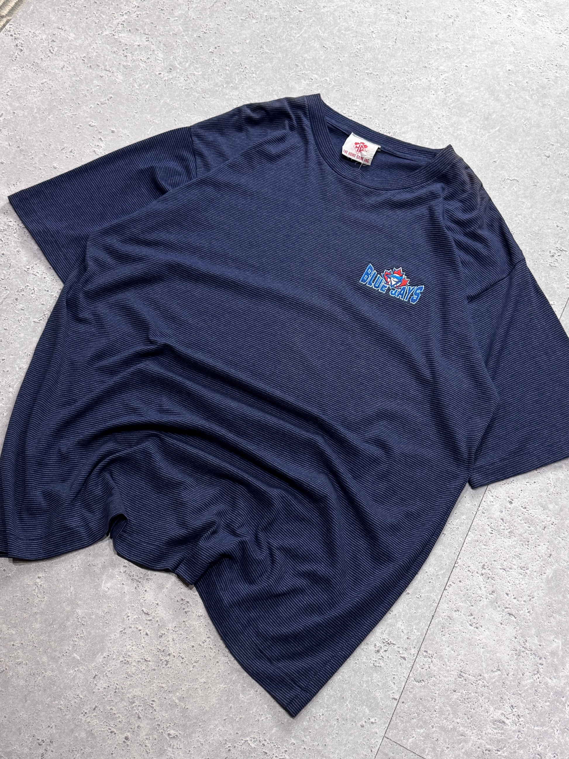 Vintage 90s Toronto Blue Jays Striped MLB Tee (XXL)