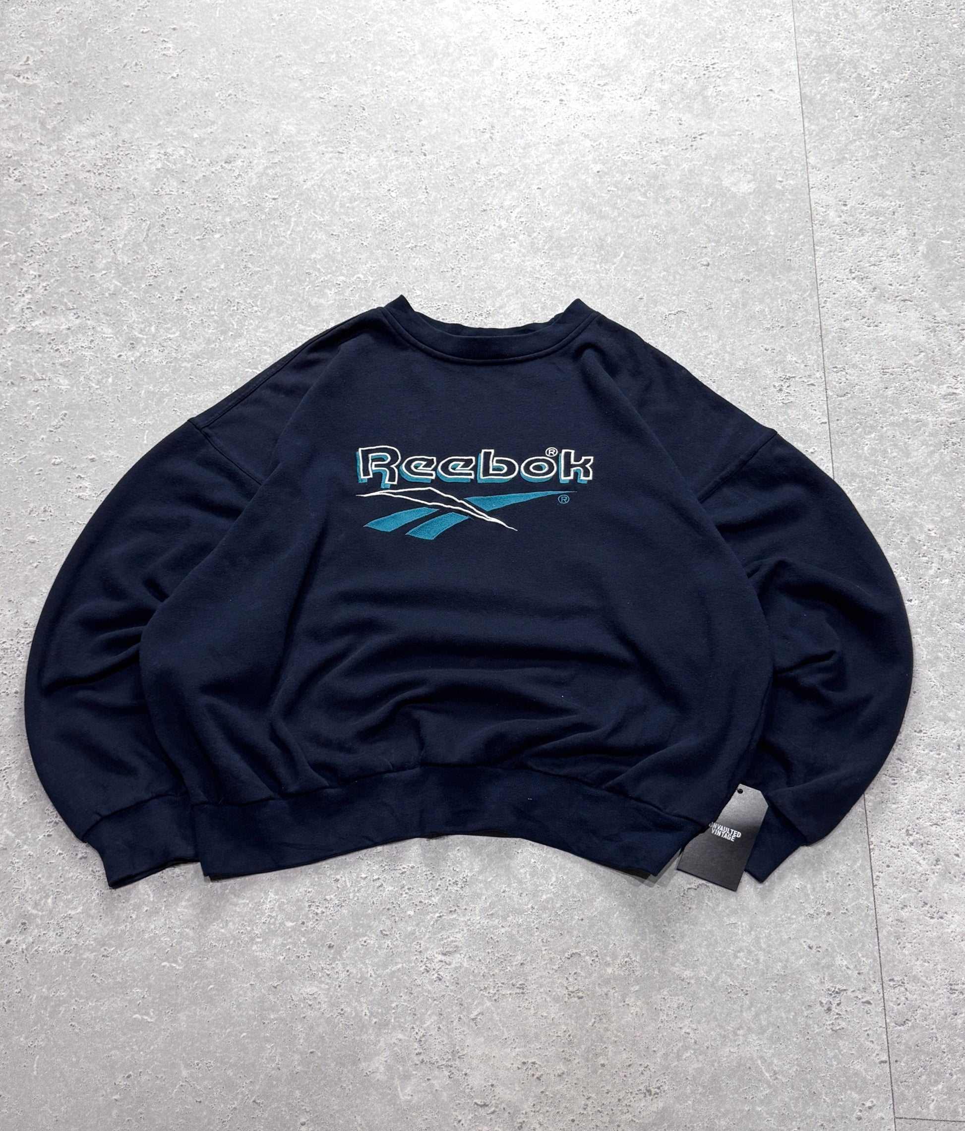 Vintage 90s Reebok Embroidered Spellout Sweater (M)