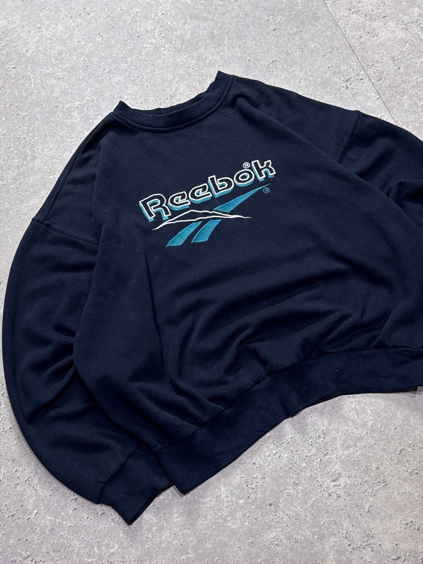 Vintage 90s Reebok Embroidered Spellout Sweater (M)