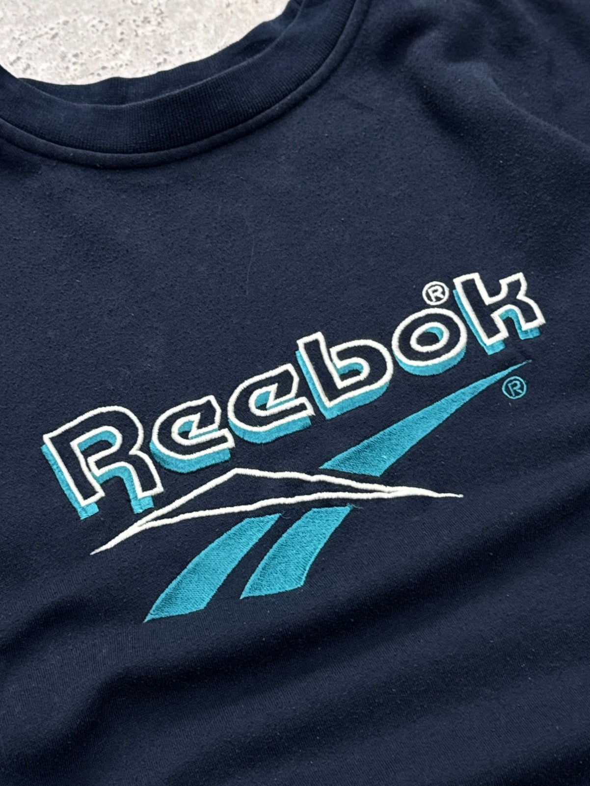 Vintage 90s Reebok Embroidered Spellout Sweater (M)