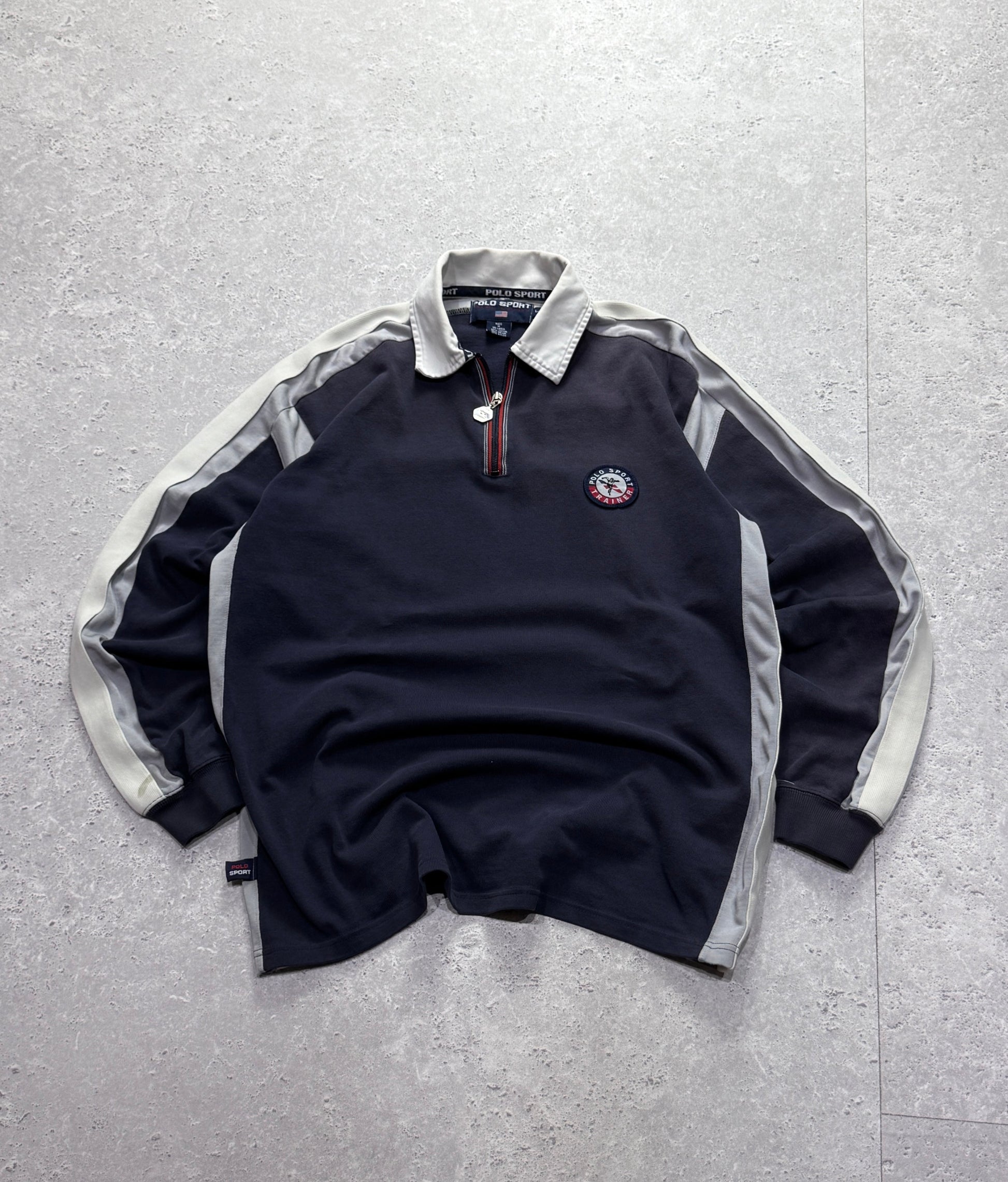 Vintage 90s Polo Sport Ralph Lauren Trainer Quarter Zip Sweater (L)