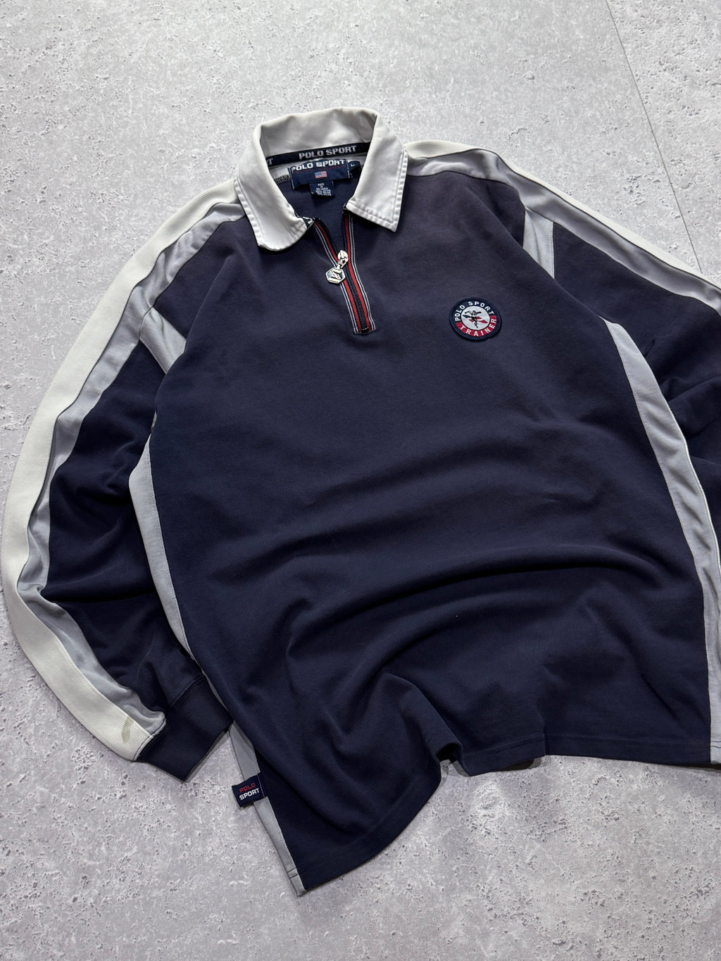 Vintage 90s Polo Sport Ralph Lauren Trainer Quarter Zip Sweater (L)