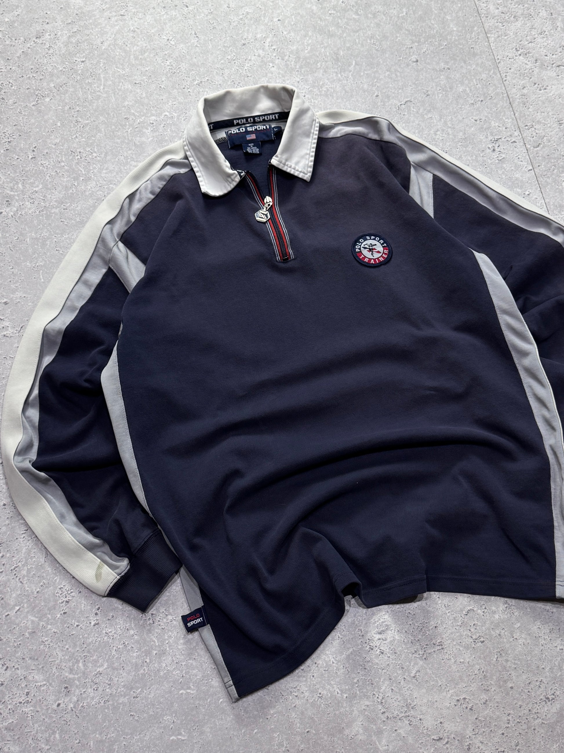 Vintage 90s Polo Sport Ralph Lauren Trainer Quarter Zip Sweater (L)