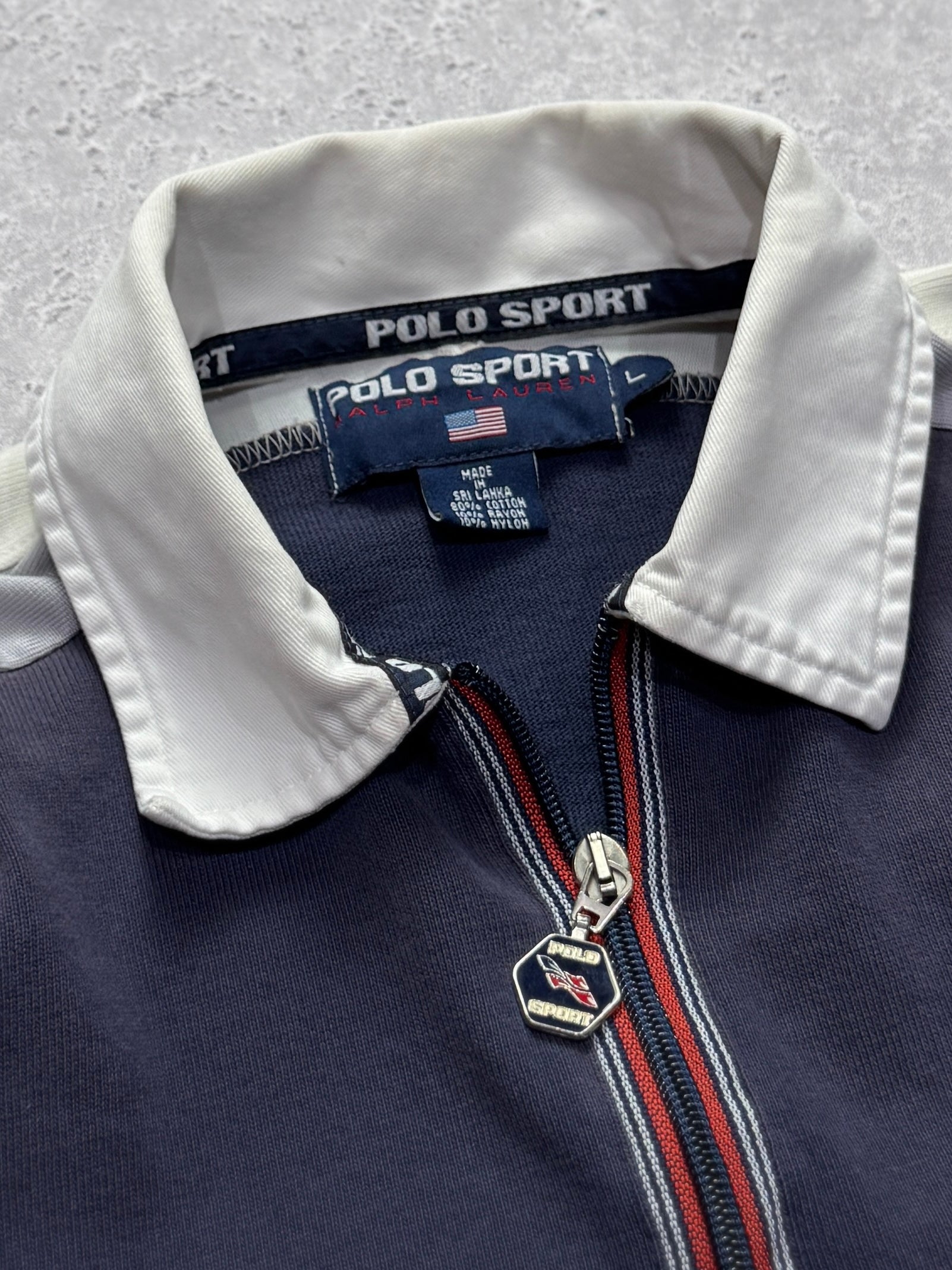 Vintage 90s Polo Sport Ralph Lauren Trainer Quarter Zip Sweater (L)