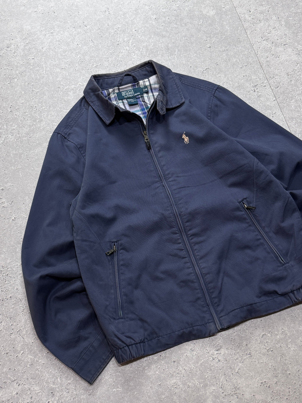 Vintage Polo Ralph Lauren Plaid Lined Harrington Jacket (M)