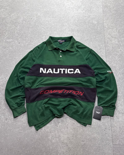 Vintage 90s Nautica Competition Long Sleeve Polo Shirt (M)
