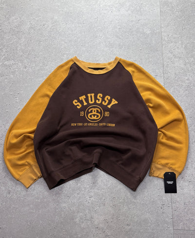 Vintage 2000s Stussy Spellout Raglan Sweater (M)