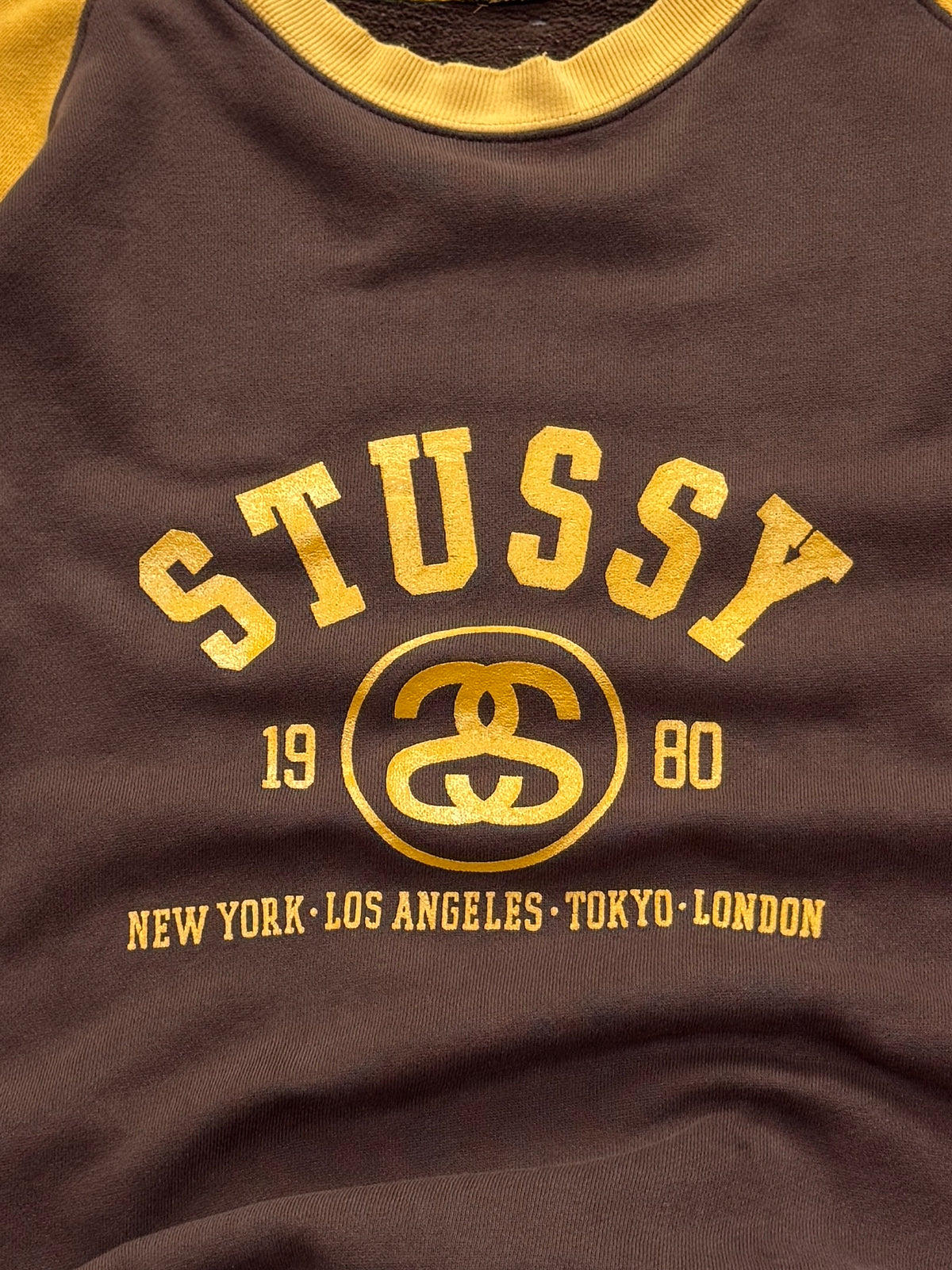 Vintage 2000s Stussy Spellout Raglan Sweater (M)