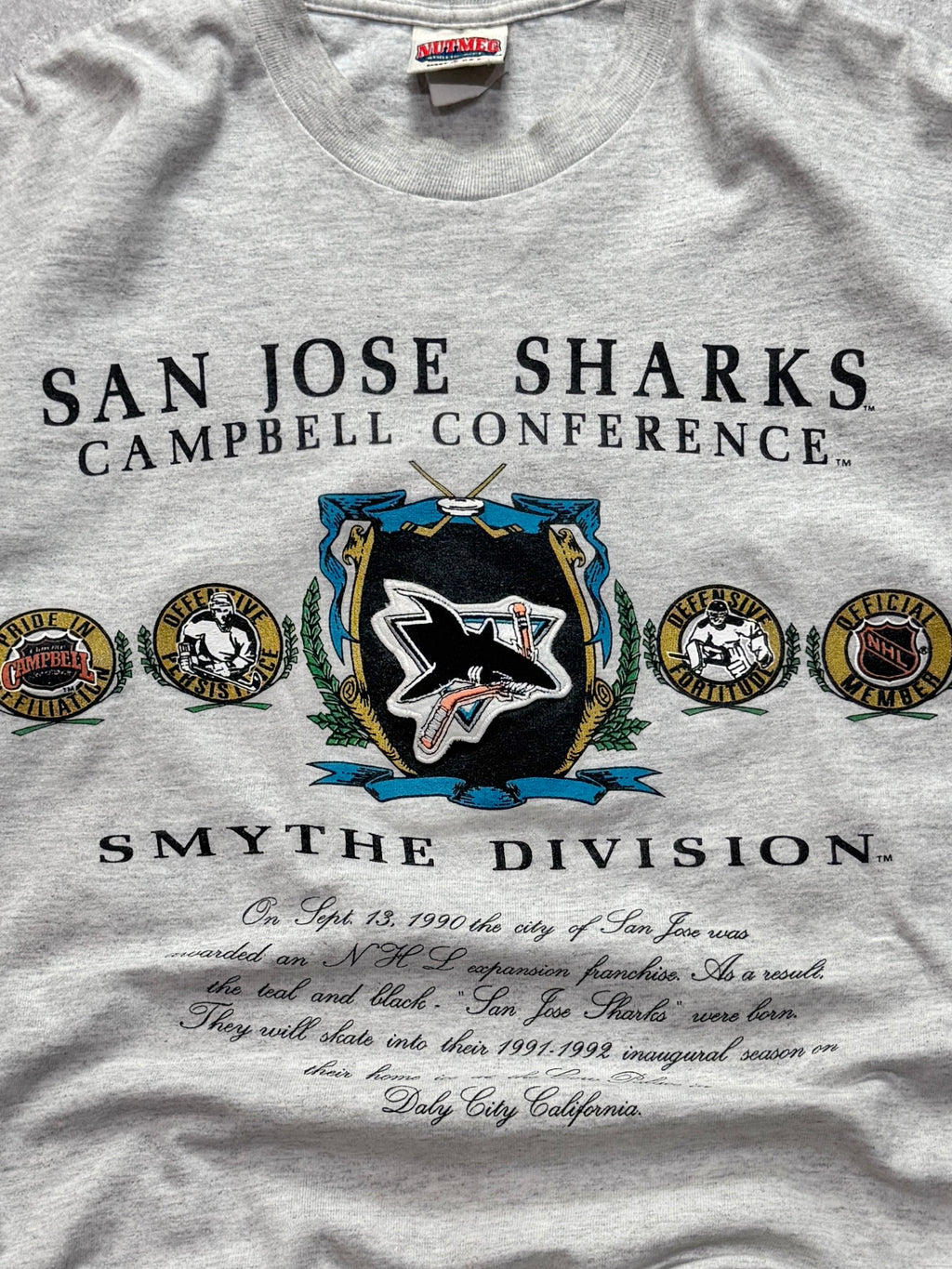 Vintage 90s Nutmeg X San Jose Sharks MLB Tee (L)