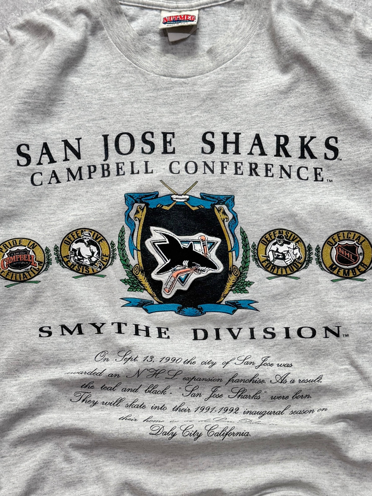 Vintage 90s Nutmeg X San Jose Sharks MLB Tee (L)