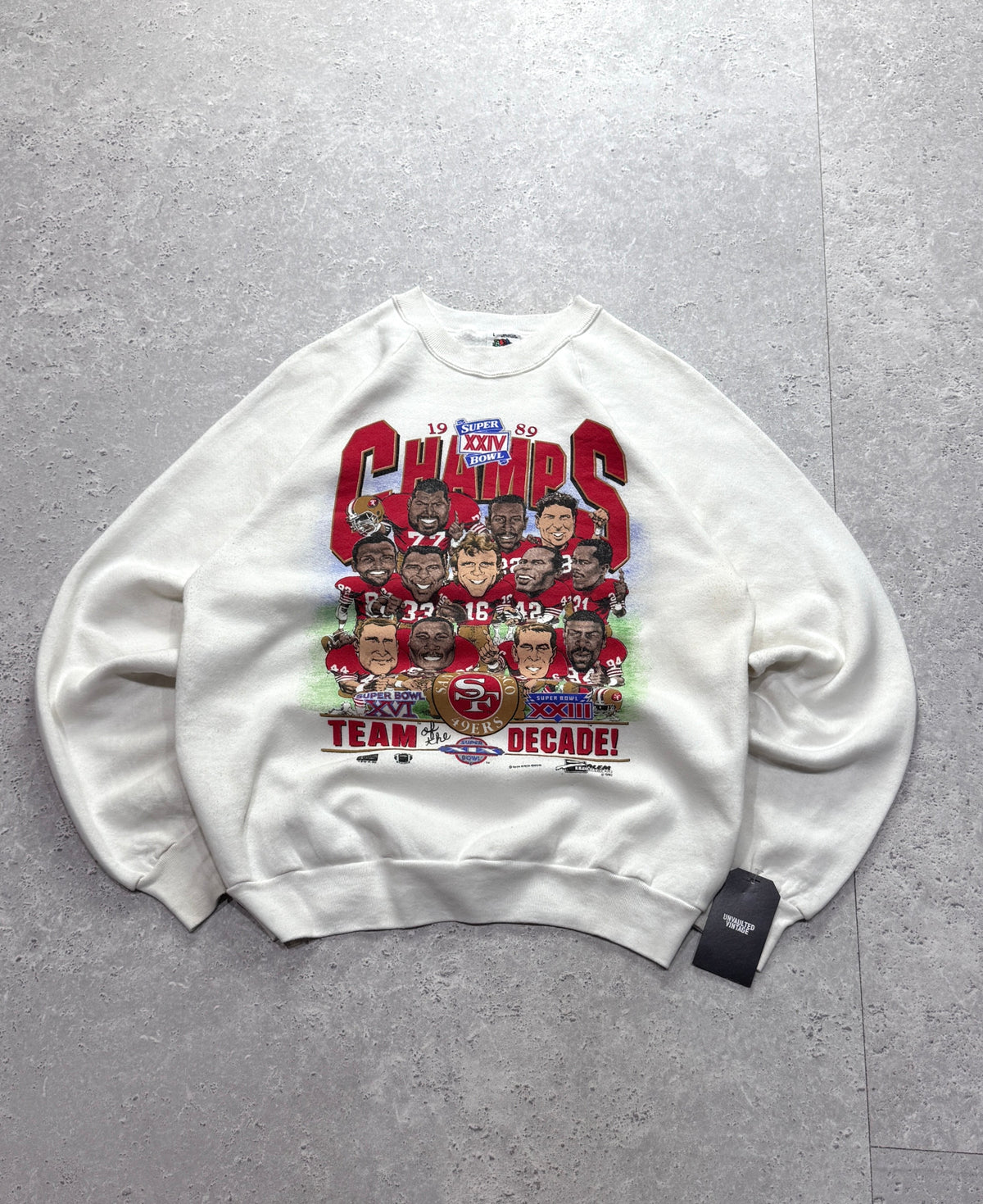 Vintage 1989 San Francisco 49ers NFL Super Bowl Caricature Sweater (M)