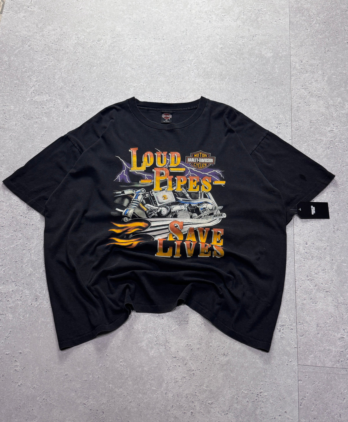 Vintage 90s Harley Davidson Motorcycle Lightning Tee (XXL)