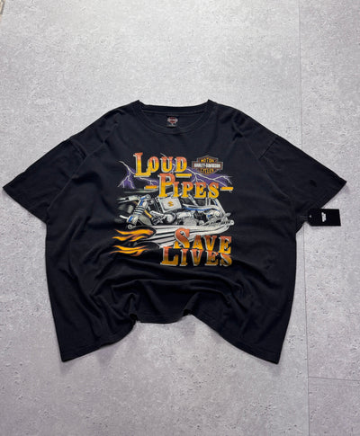 Vintage 90s Harley Davidson Motorcycle Lightning Tee (XXL)