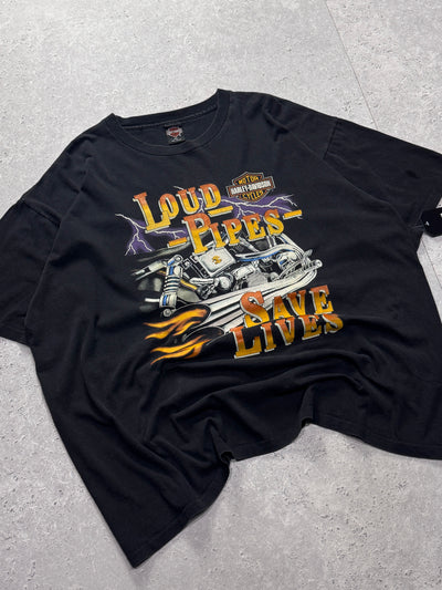 Vintage 90s Harley Davidson Motorcycle Lightning Tee (XXL)