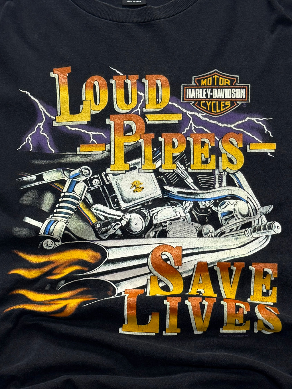 Vintage 90s Harley Davidson Motorcycle Lightning Tee (XXL)
