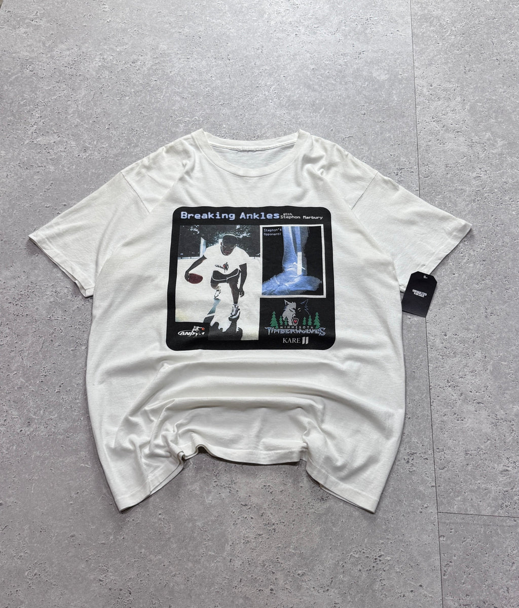 Vintage 90s Minnesota Timberwolves Stephon Marbury "Breaking Ankles" NBA Tee (XL)