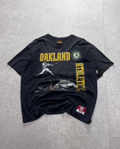 Vintage 90s Oakland Athletics MLB Black Graphic Tee (L)