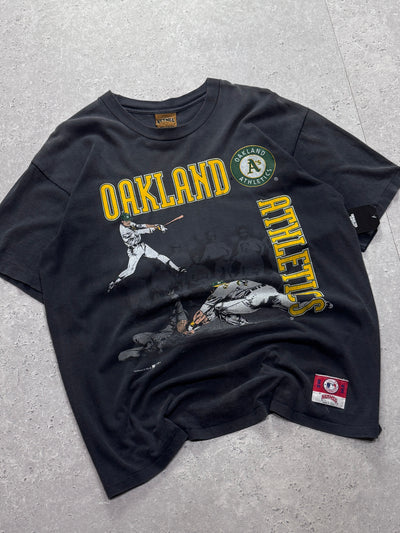 Vintage 90s Oakland Athletics MLB Black Graphic Tee (L)