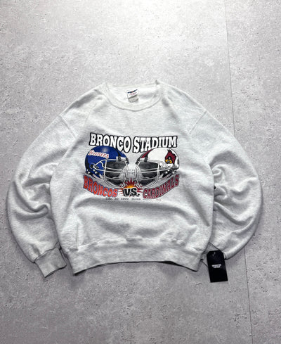 Vintage 1999 Denver Broncos Vs St Louis Cardinals NFL Helmet Sweater (L)