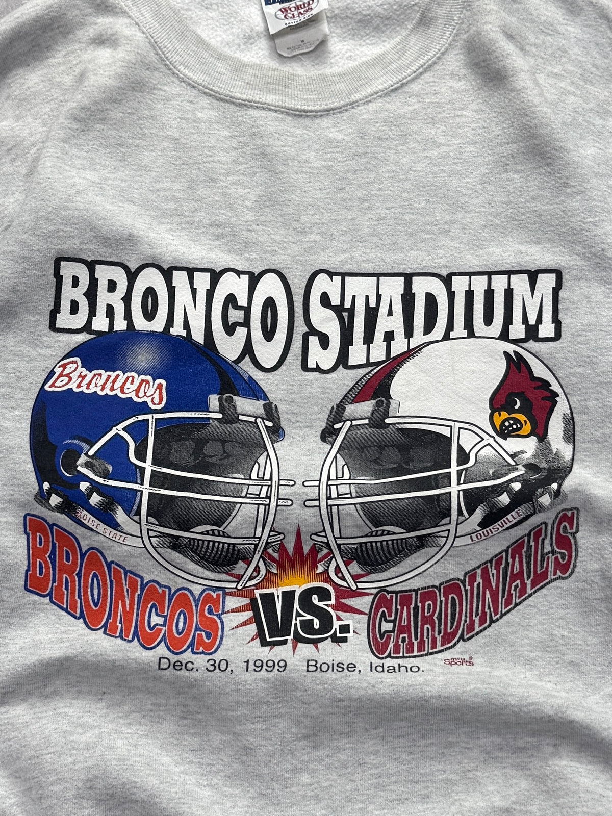 Vintage 1999 Denver Broncos Vs St Louis Cardinals NFL Helmet Sweater (L)