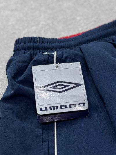 Vintage 2000s Deadstock Umbro Spellout 3/4 Track Shorts (32”)