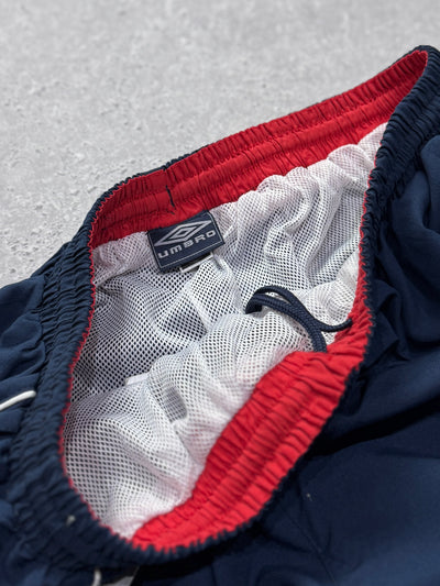 Vintage 2000s Deadstock Umbro Spellout 3/4 Track Shorts (32”)